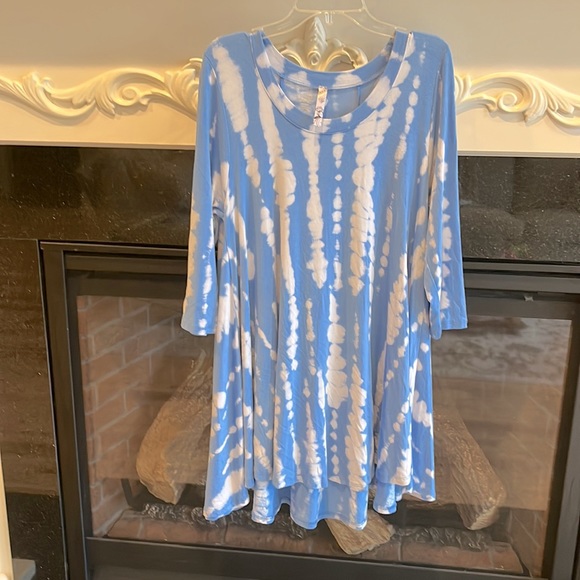 Tie Dye Tunic Dress High Low Flowy Sky Blue Womens Small - Picture 10 of 15
